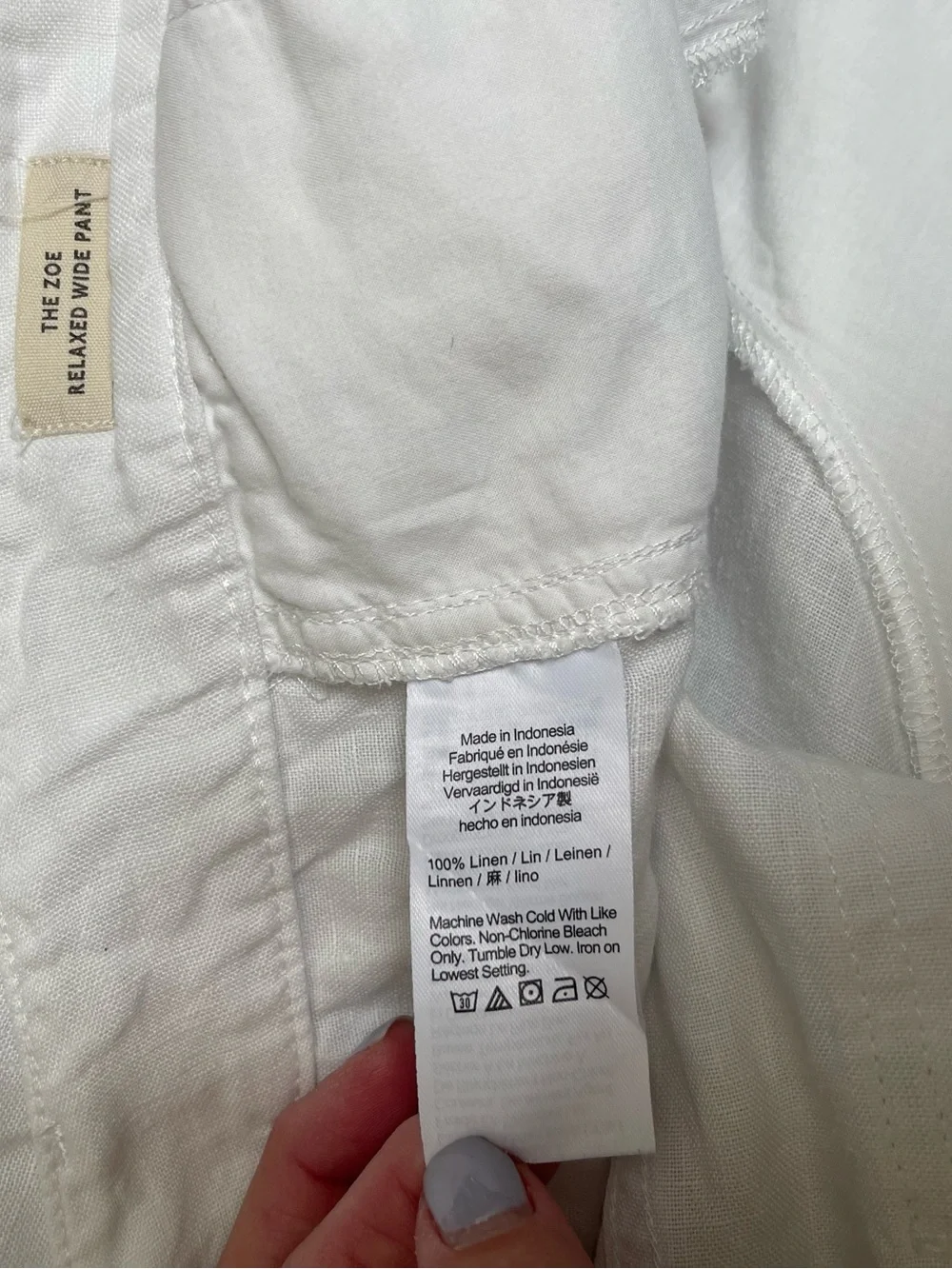 Madewell The Zoe Relaxed Wide Pant in 100% Linen Size 14 in Salt White - Picture 8 of 12